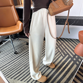 显瘦分割 子 宽松休闲裤 柔软羊绒阔腿香蕉裤 女秋冬加厚高腰卫裤