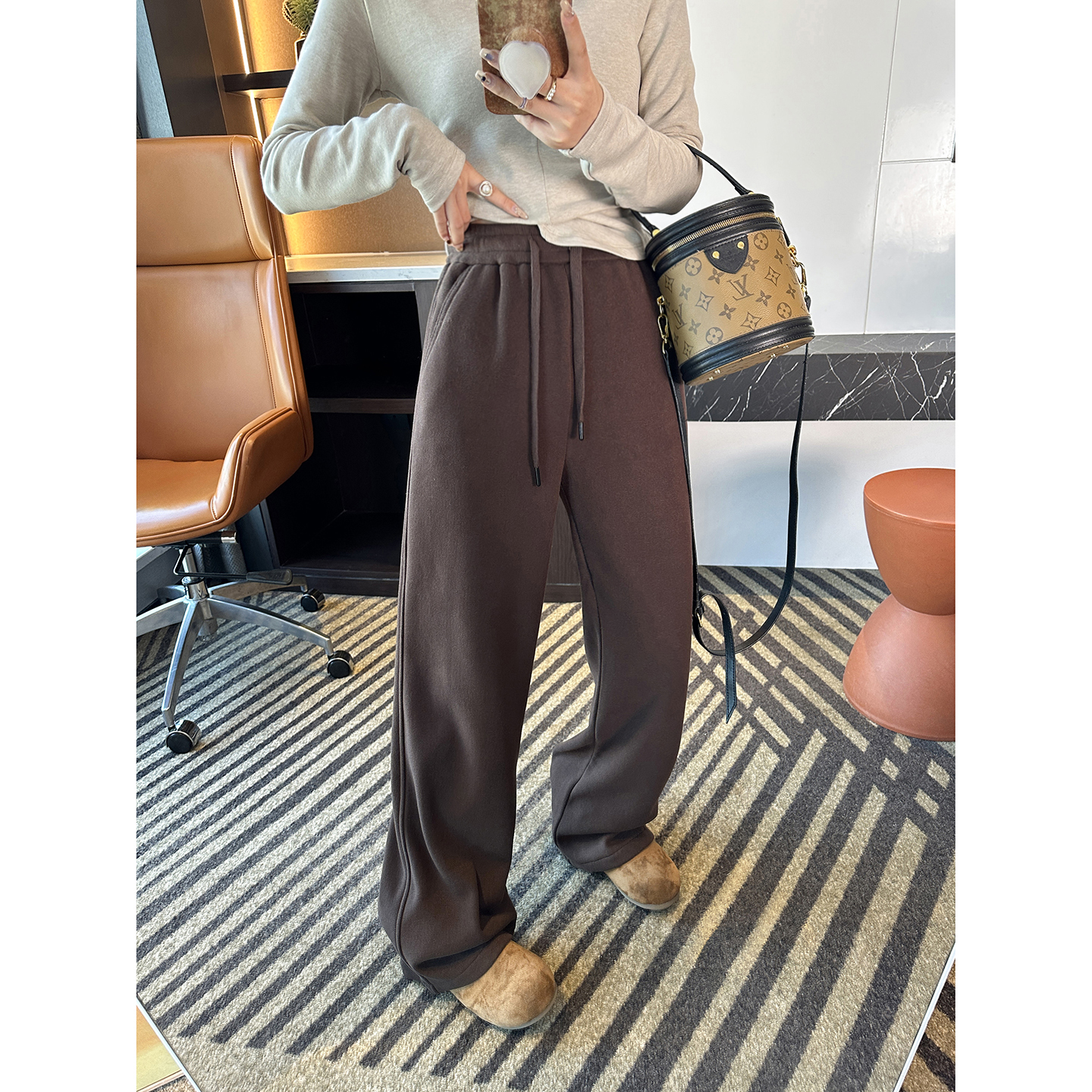 过冬遛弯裤！秋冬加绒阔腿休闲裤