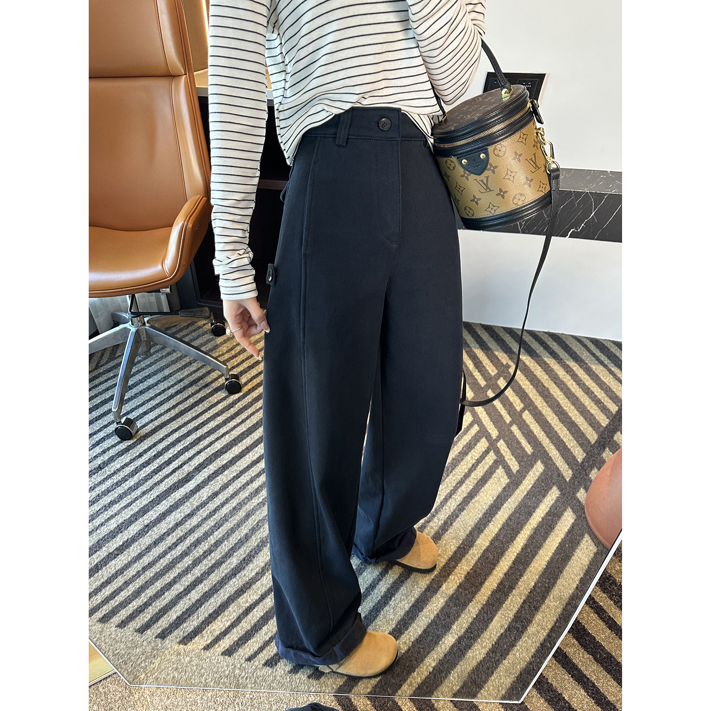 遮胯神裤！~藏青色弯刀牛仔裤女冬加绒加厚保暖休闲宽松阔腿裤子,女装/女士精品,牛仔裤,淘宝优惠券,粉丝福利购,淘宝优惠卷