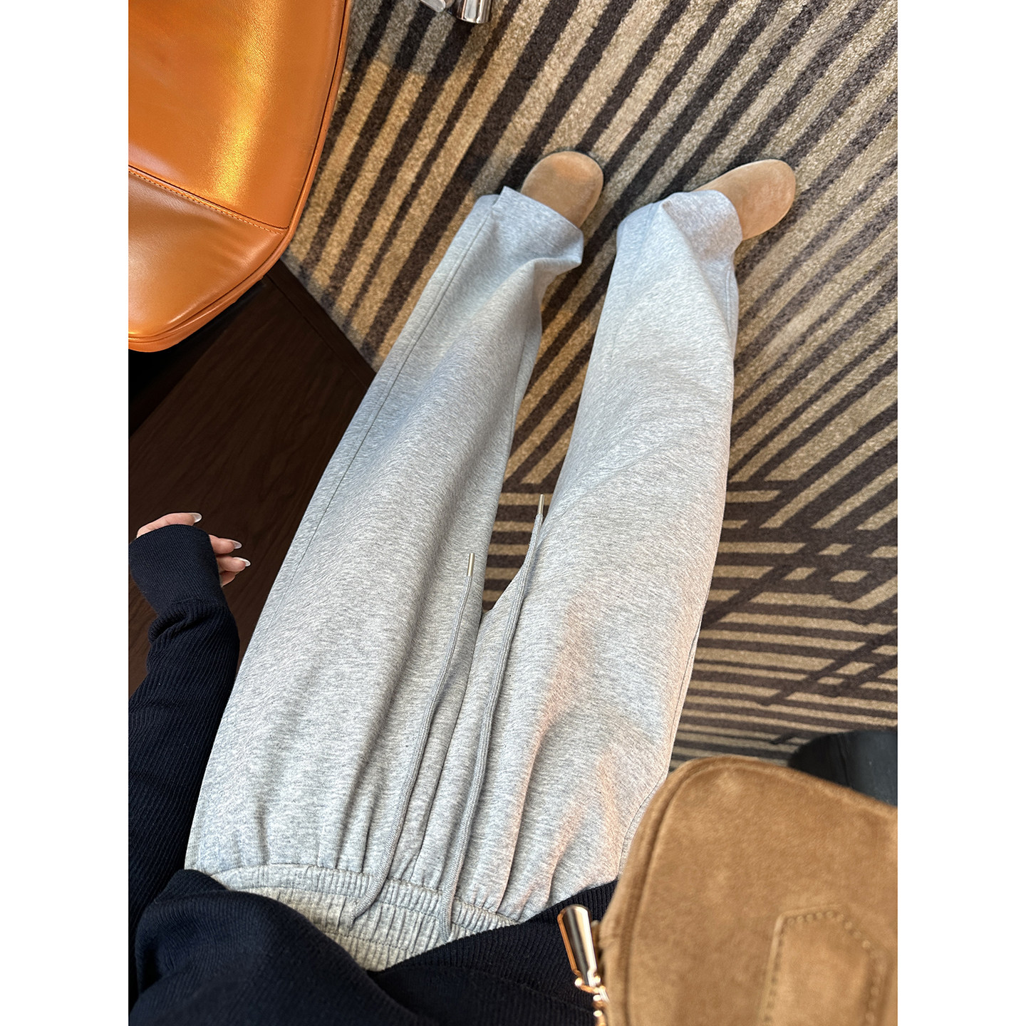 垂感侧缝开叉裤 ！舒适高腰阔腿直筒休闲裤松紧腰百搭宽松卫裤女,女装/女士精品,休闲裤,淘宝优惠券,粉丝福利购,淘宝优惠卷