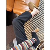 必入好穿榜 高腰弹力九分直筒裤 黑灰色法棍牛仔裤 女2026春新款