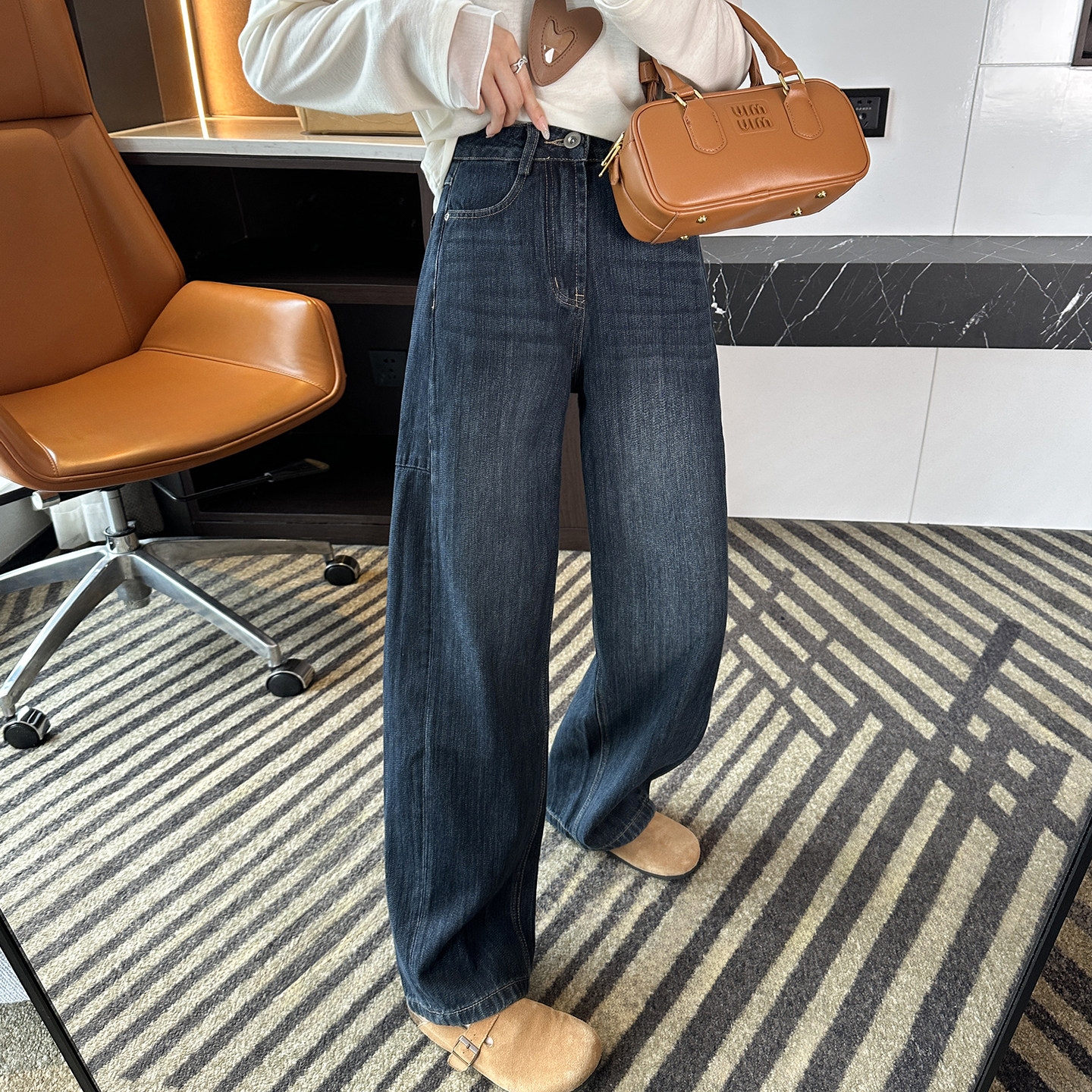 高品质！闭眼入竹节感阔腿弯刀裤