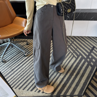 女春全棉高腰宽松阔腿休闲长裤 裤 小个子弯刀工装 梨型逆袭神裤