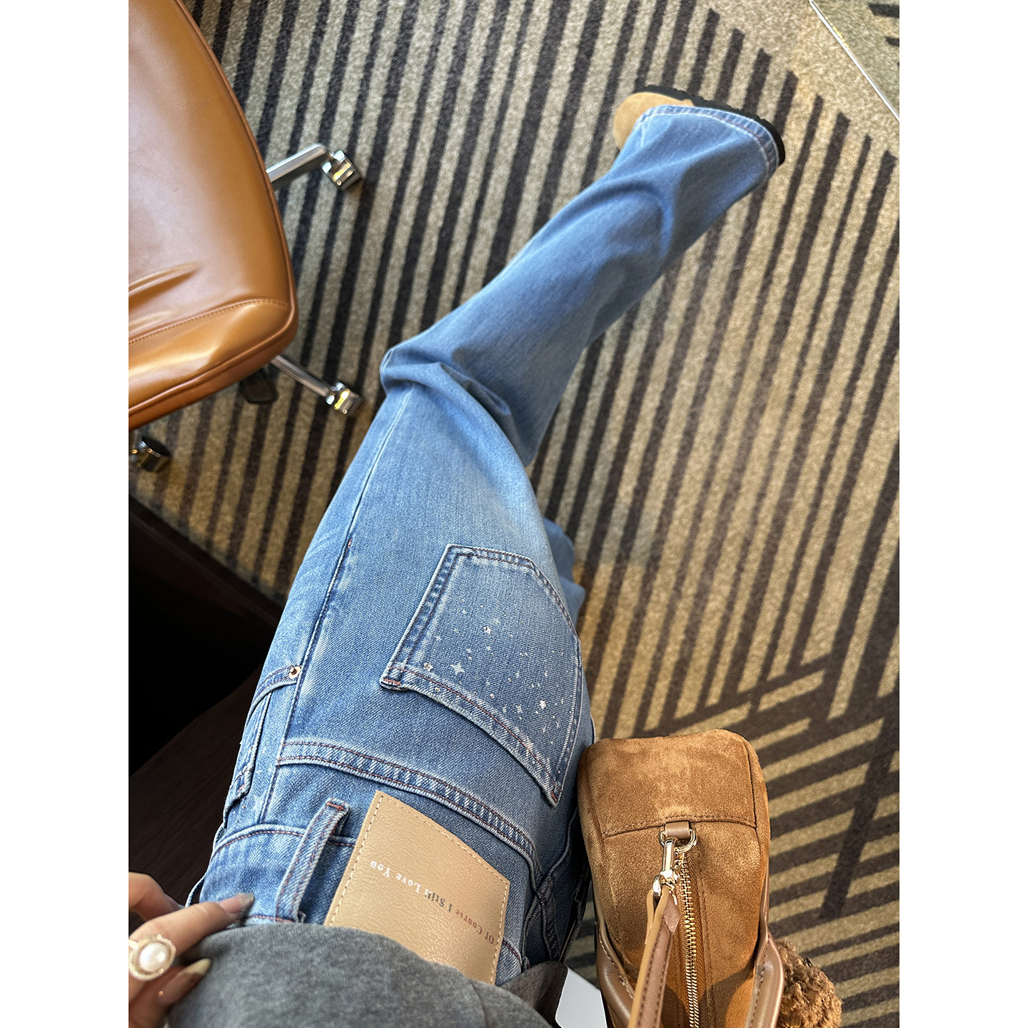 时髦模范生！~口袋烫钻窄版直筒牛仔裤女2026新款宽松阔腿长裤子,女装/女士精品,牛仔裤,淘宝优惠券,粉丝福利购,淘宝优惠卷