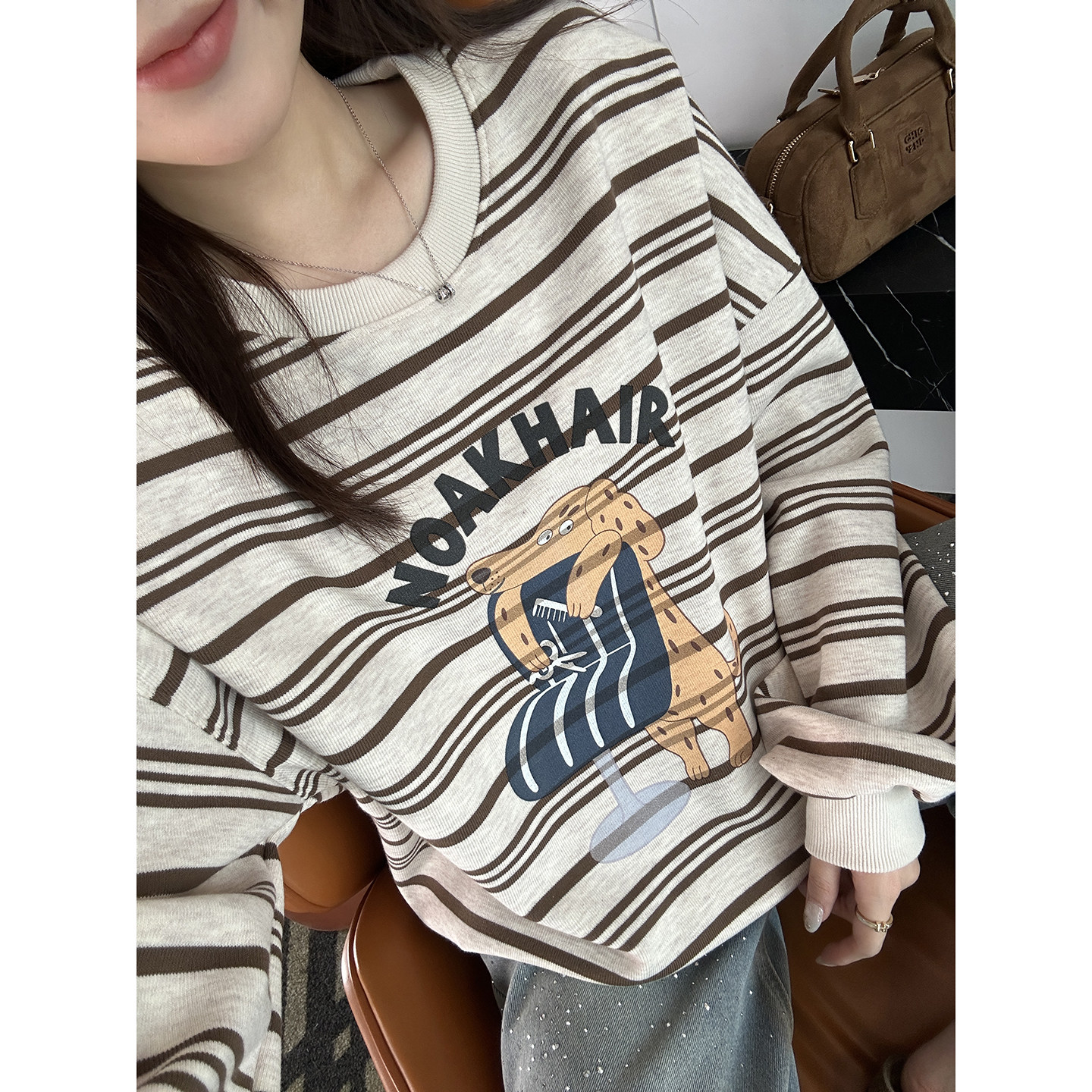 一眼爱上！~减龄卡通条纹圆领卫衣女2026新款春宽松慵懒百搭上衣,女装/女士精品,卫衣/绒衫,淘宝优惠券,粉丝福利购,淘宝优惠卷