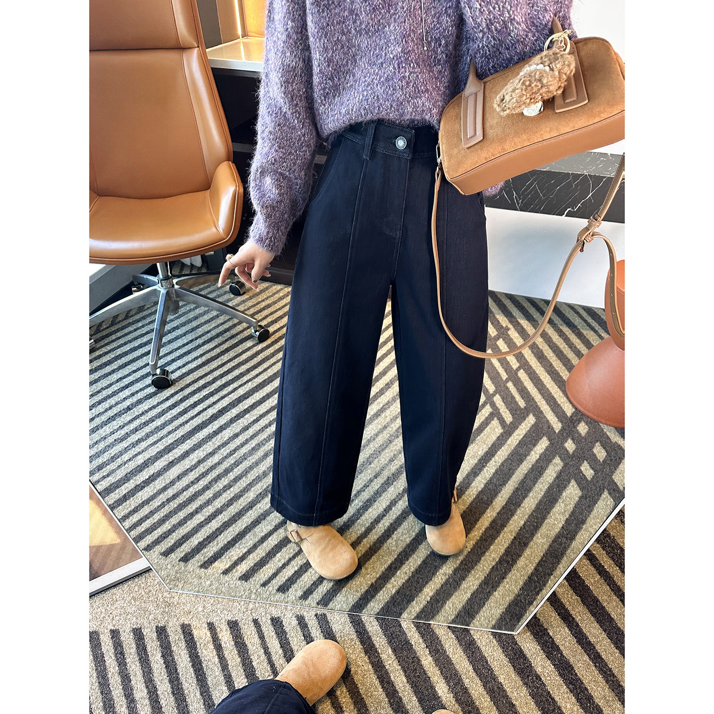 胯宽救星！中线设计显瘦奶奶裤女