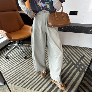 型 松弛感宽松灰色阔腿裤 肌理感弯刀休闲裤 2026新款 女 春季 王炸裤