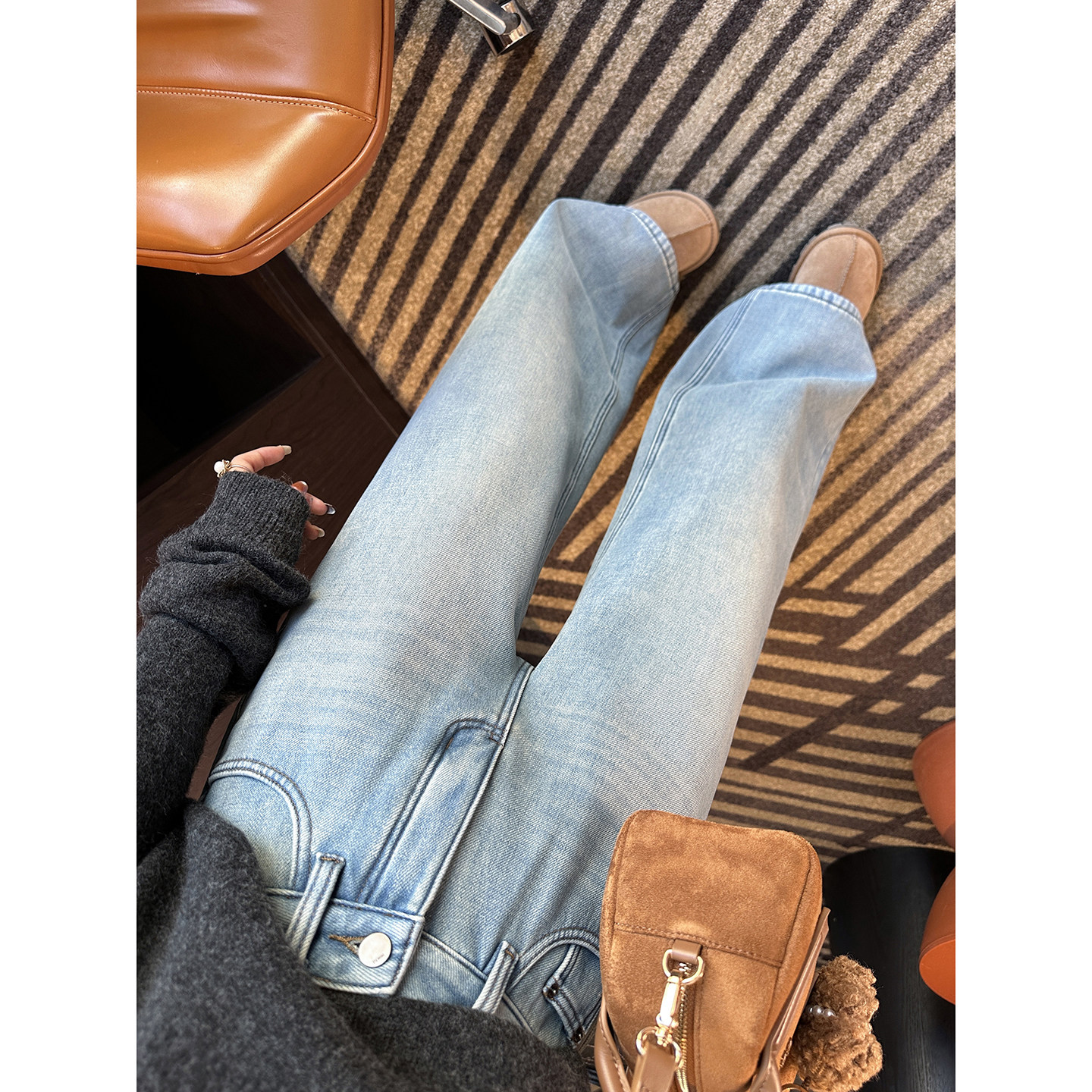 版型升级！~高腰直筒阔腿牛仔裤女冬季加绒加厚宽松慵懒长裤新款,女装/女士精品,牛仔裤,淘宝优惠券,粉丝福利购,淘宝优惠卷