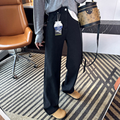 型天花板 新黑色宽松直筒拖地裤 四面弹窄版 女春季 阔腿牛仔裤 裤