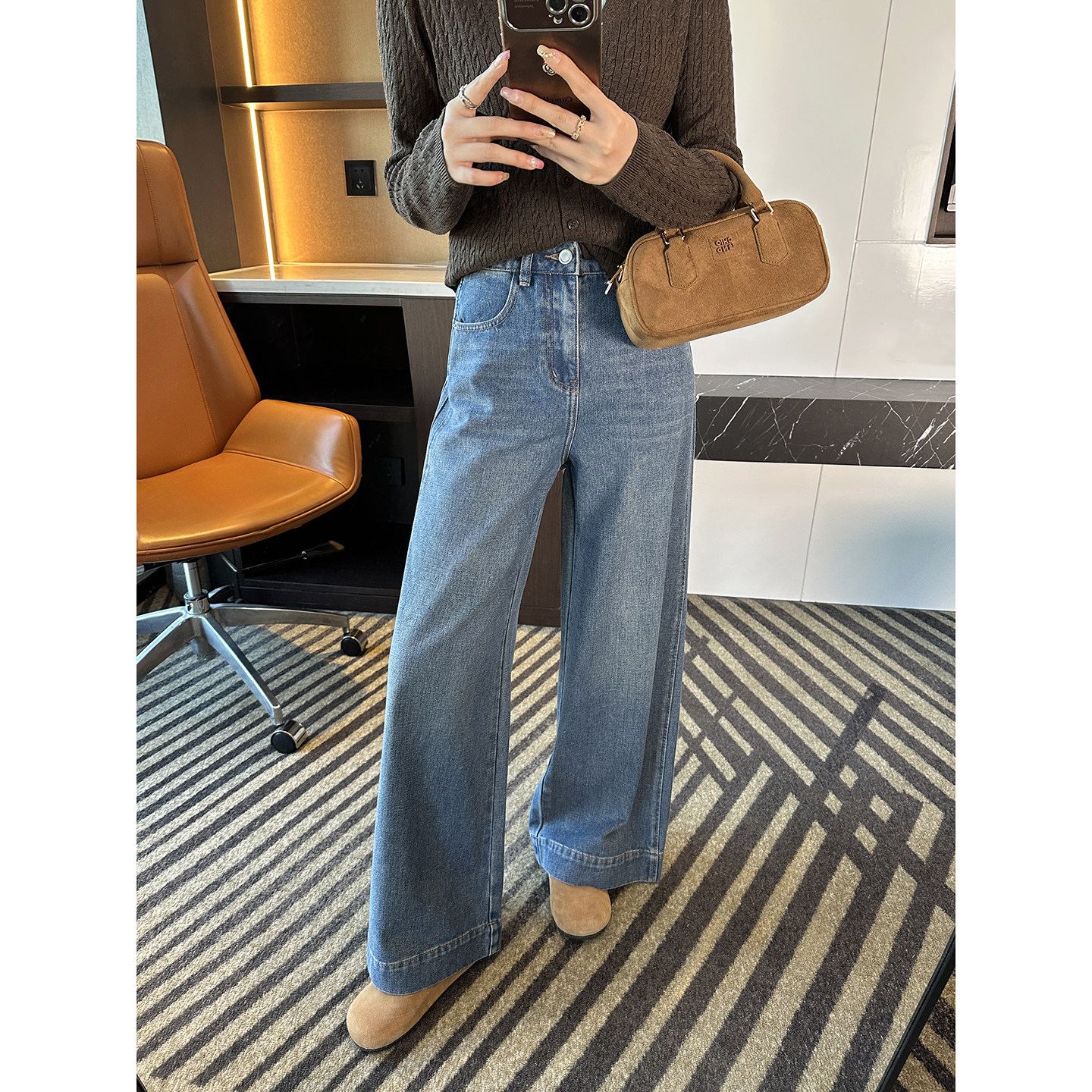 小个子王炸！~宽松慵懒阔腿牛仔裤女新复古百搭韩版直筒显瘦裤子,女装/女士精品,牛仔裤,淘宝优惠券,粉丝福利购,淘宝优惠卷