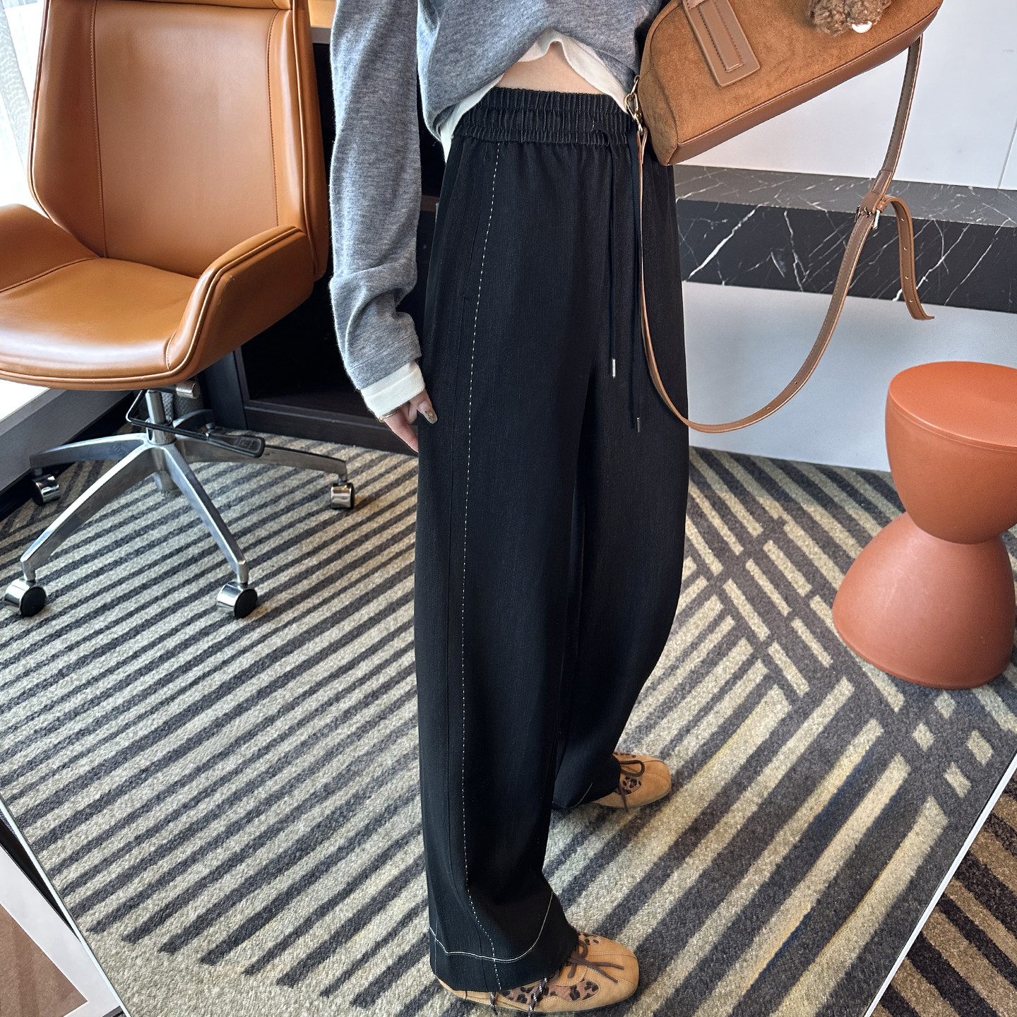 腿型救星！~松紧腰垂感阔腿牛仔裤女春季新款小个子宽松直筒裤子,女装/女士精品,牛仔裤,淘宝优惠券,粉丝福利购,淘宝优惠卷