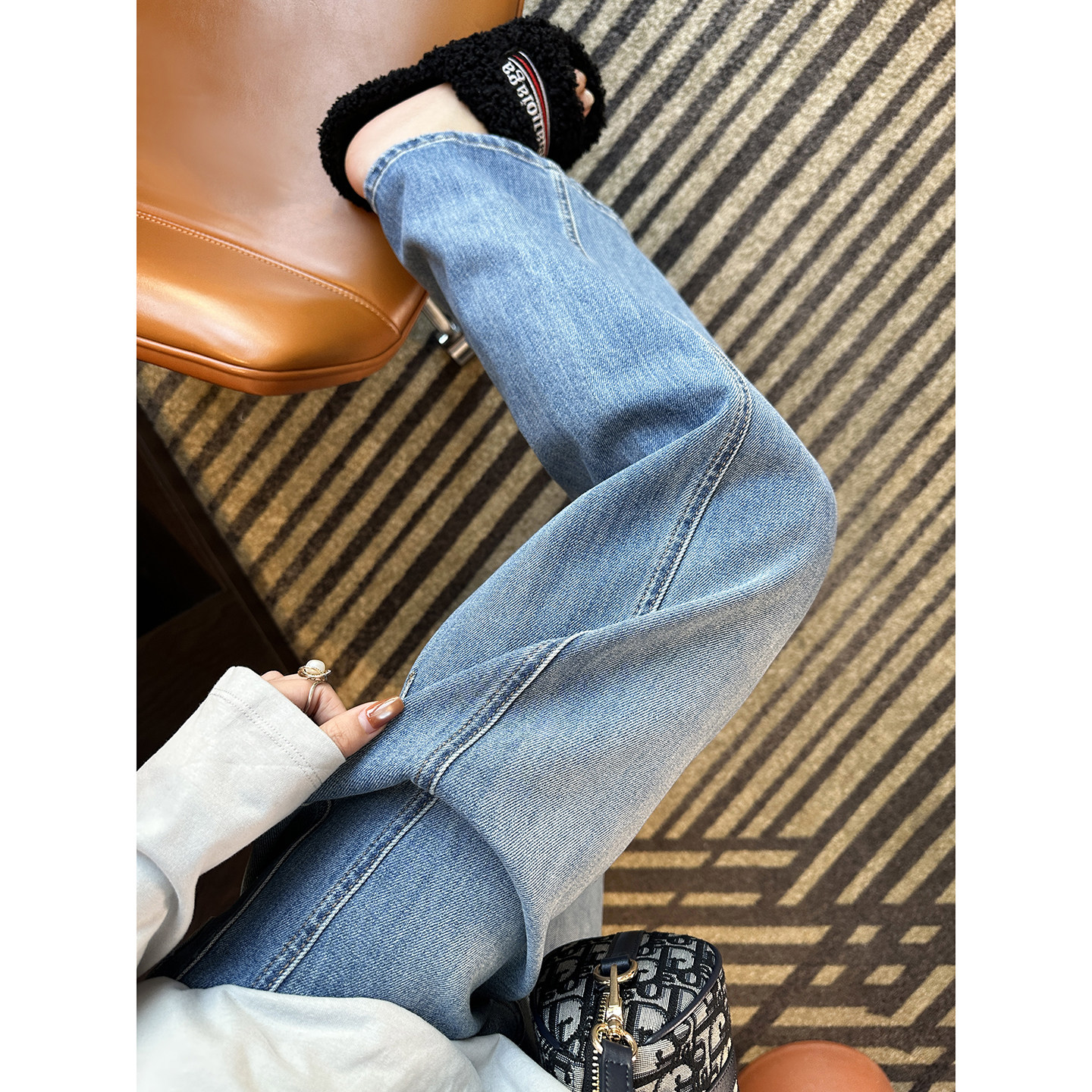 包容各种腿型！~显瘦斜裁阔腿牛仔裤女早春新松弛感宽松拖地长裤,女装/女士精品,牛仔裤,淘宝优惠券,粉丝福利购,淘宝优惠卷