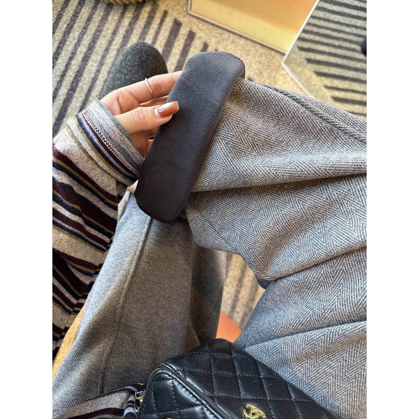 高质感老钱风  人字纹羊毛休闲裤女冬2025加厚绒宽松阔腿垂感长裤,女装/女士精品,休闲裤,淘宝优惠券,粉丝福利购,淘宝优惠卷