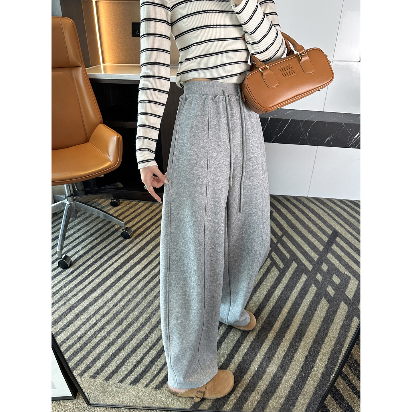 舒服麻了！~天丝羊毛抽绳弯刀休闲裤子女新款春显瘦宽松阔腿长裤,女装/女士精品,休闲裤,淘宝优惠券,粉丝福利购,淘宝优惠卷