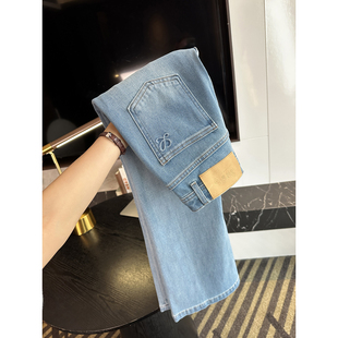 女2026新款 四面弹直筒喇叭牛仔裤 春季 高腰修身 两个版 显瘦长裤 本