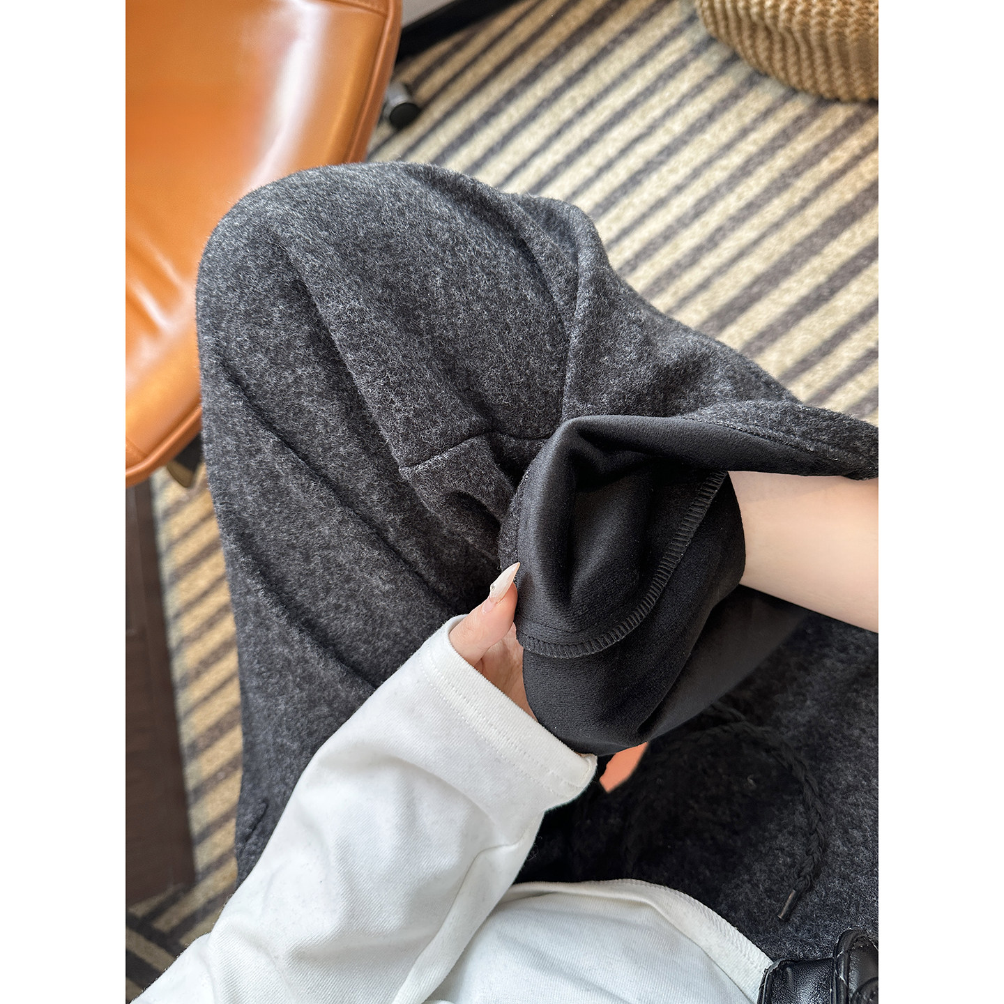 自留！很难不爱~灰色加绒毛呢奶芙裤女秋冬松紧腰宽松阔腿休闲裤,女装/女士精品,休闲裤,淘宝优惠券,粉丝福利购,淘宝优惠卷