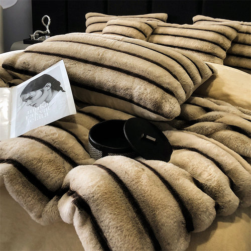 A类獭兔绒四件套牛奶绒高级感