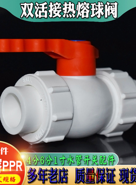 热熔PPR阀门水管配件开关4分6分双活接头球阀 全塑料管件钢芯开关