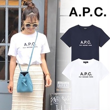 a.p.c. 100%纯棉短袖T恤绣花LOGO男女同款APC夏季女T男短袖