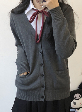 【加厚版开衫】狗皮皮JK基础款多色毛衣日系学院风jk制服灰色上衣