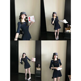 Skk Store 周一通勤裙G棉麻法式收腰气质温柔连衣裙短款裙子夏