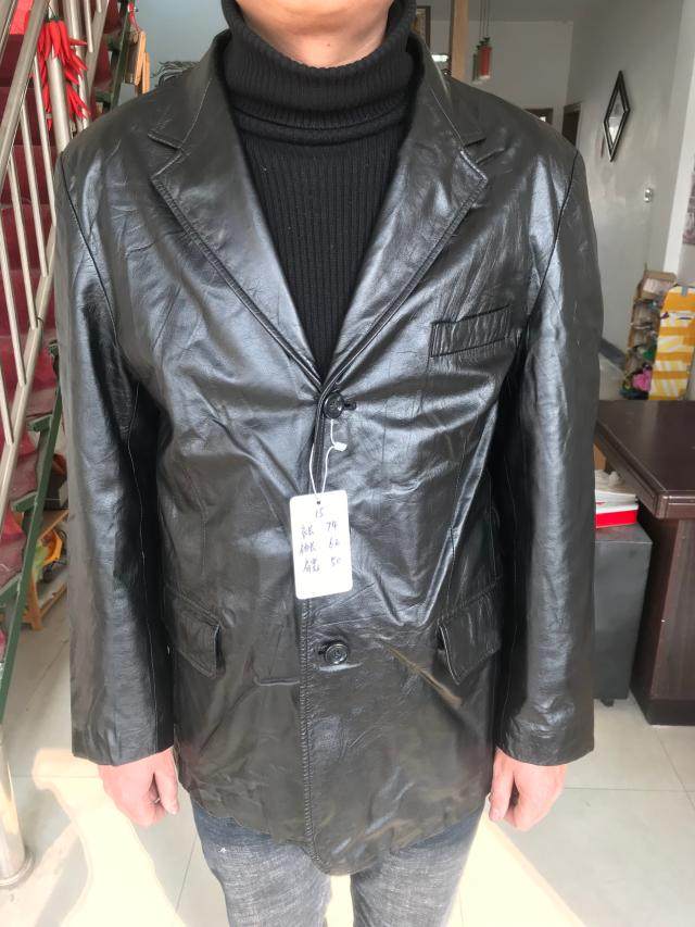 二手男士皮衣真皮外套男装羊皮头层皮 商务休闲皮西服冬季中长款