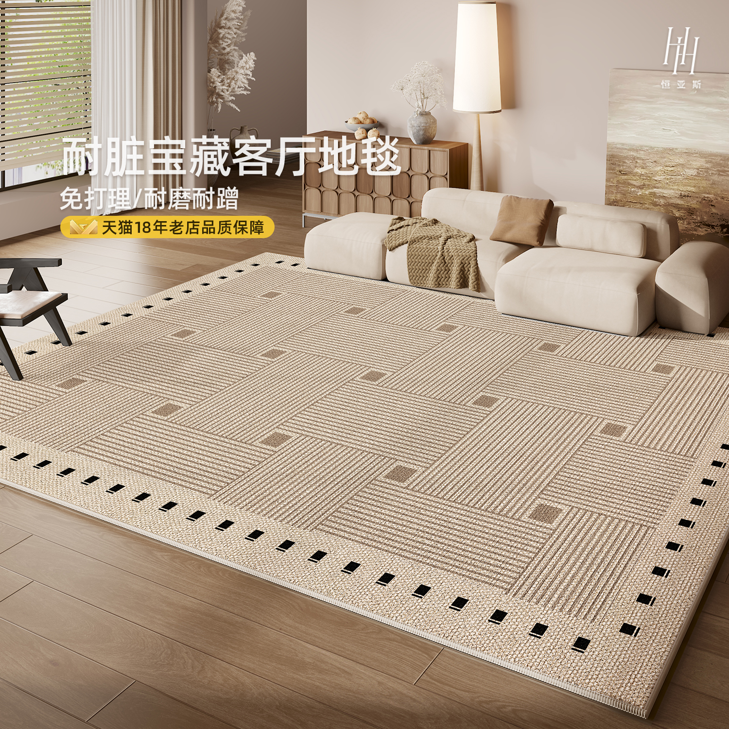 地毯客厅2025新款法式侘寂风防水免洗可擦房间卧室床边毯茶几地垫