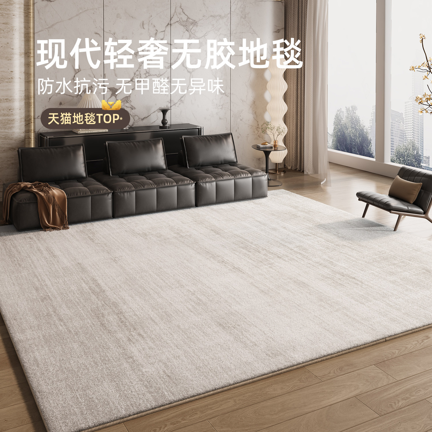 地毯客厅轻奢高级感防水防污房间卧室床边毯防滑加厚沙发茶几地垫