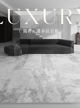 地毯客厅2025新款意式极简法式卧室床边毯轻奢高级感灰色圈绒地垫