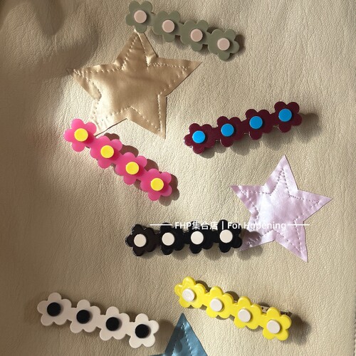 边夹鸭嘴夹醋酸可爱韩系拼色小花