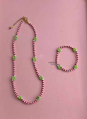 手工串珠花朵项链锁骨链南法风