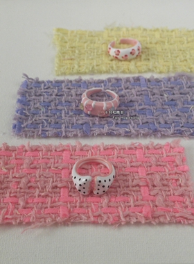 粉色豹纹波点风手工滴油戒指