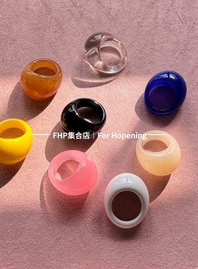 树脂甜酷辣妹彩色戒指多巴胺