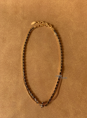 黑金锆石链条双层设计项链轻奢风