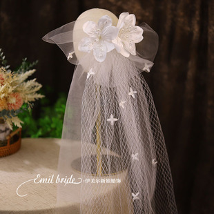 新款法式水晶大朵头饰头纱主婚纱配饰新娘结婚旅拍跟妆头花韩式
