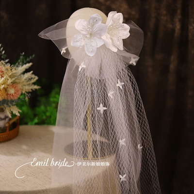 新款水晶串珠花朵发梳结婚头纱