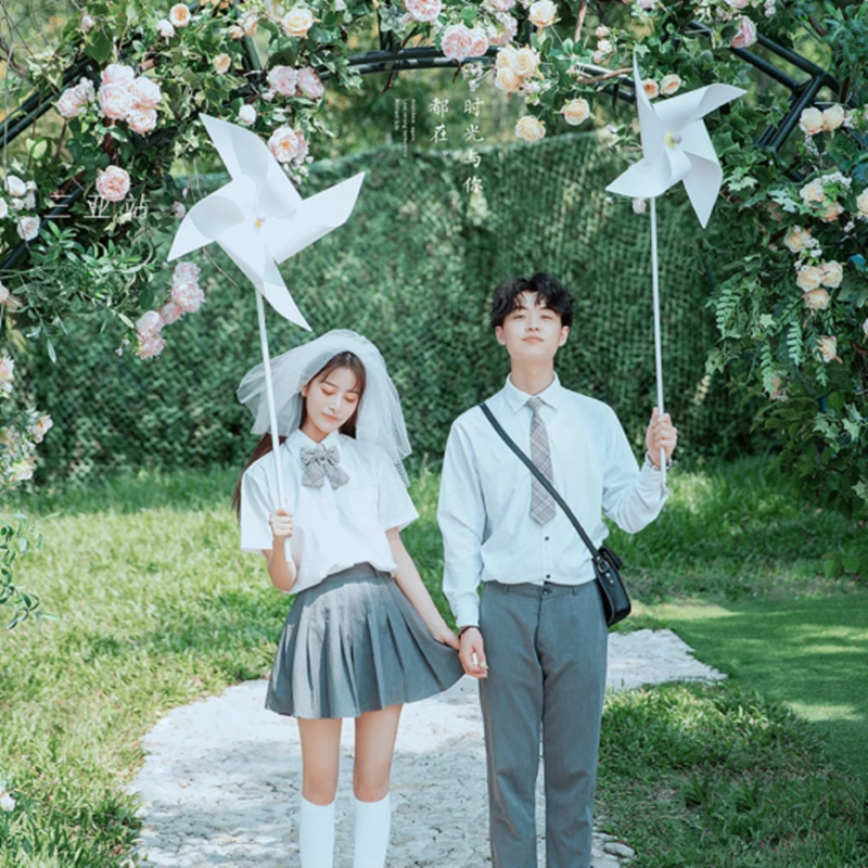 婚纱摄影道具小白风车外景旅拍照ins森系主题道具 创意白色大风车