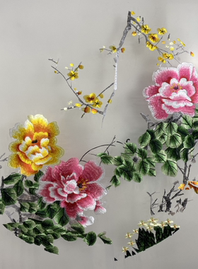 定制双面刺绣半透明梅花花鸟兰花牡丹苏绣玻璃亚克力木框不锈钢框