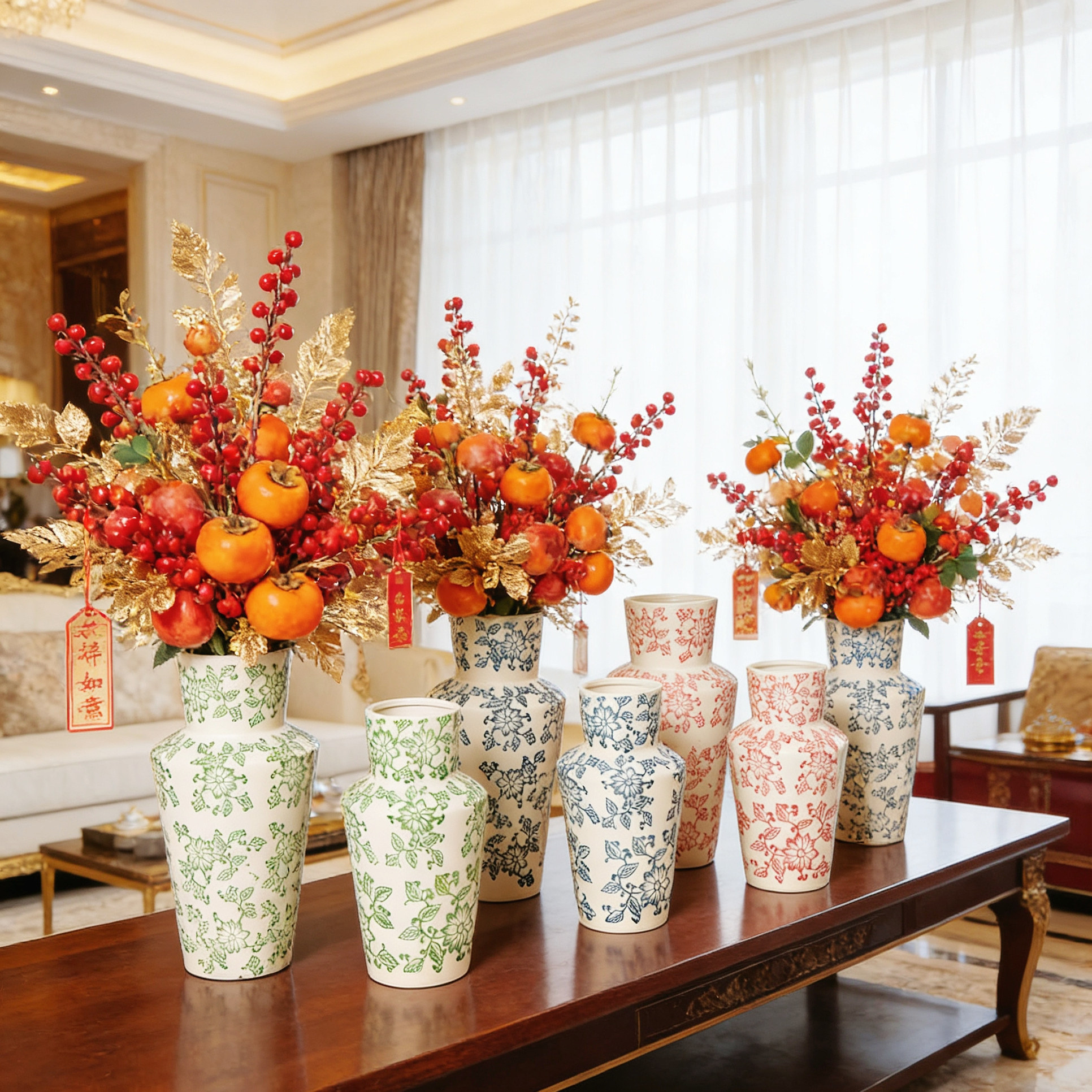 年宵乔迁结婚新中式青花瓷花瓶陶瓷创意摆件复古客厅水养鲜花插花,家居饰品,花瓶,淘宝优惠券,粉丝福利购,淘宝优惠卷