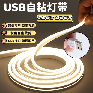 灯带led自粘氛围灯带usb硅胶化妆镜桌面灯条5v低压室内床头装饰