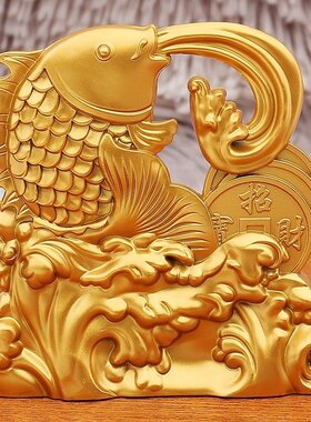 沙金中式鲤鱼跃龙门金龙鱼开业乔迁家居金属摆件客厅办公室装饰品