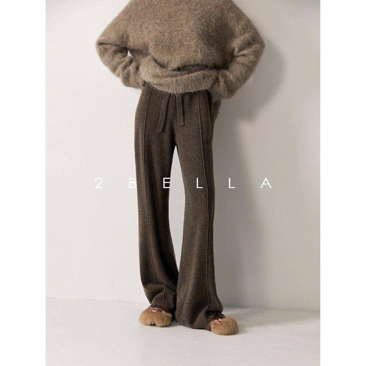 2Bella 垂感显瘦高腰全羊毛阔腿裤女休闲拖地糯米外穿针织羊毛裤,女装/女士精品,棉裤/羽绒裤,淘宝优惠券,粉丝福利购,淘宝优惠卷