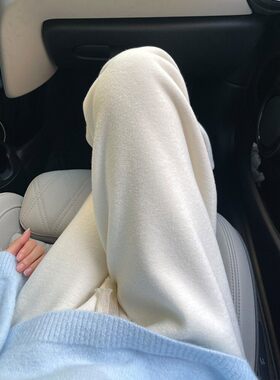 初珞studio的店窄版毛巾阔腿裤女秋冬季2025新款白色软糯米裤子