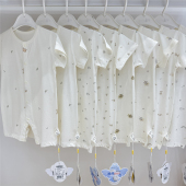 薄款 清仓库比鼠婴儿纯棉短袖 无骨闭裆连体衣宝宝全棉哈衣爬服夏季