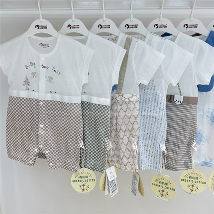 断码 璐璇贝贝蝉翼短袖连体衣宝宝夏款超薄哈衣婴儿纯棉爬服闭裆