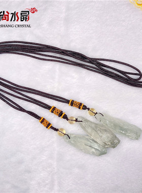 天然未打磨巴西原矿绿水晶原石矿物晶体项链毛衣链吊坠男女情侣