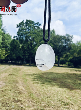 1件天然黑发晶水晶原石吊坠项链男女情侣同款饰品节日礼物