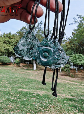 天然水草玛瑙吊坠貔貅挂件通透冰种飘花异象水晶玉髓男女情侣项坠