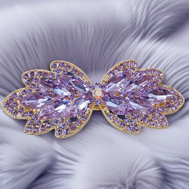 欧美水晶蝴蝶结小发夹女后脑勺高端成人顶夹气质小号发卡半扎发饰