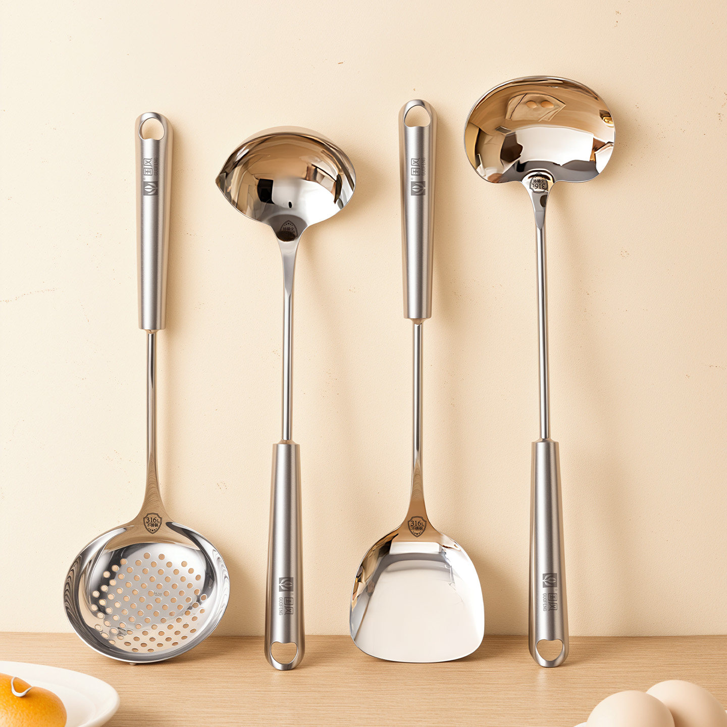 国风316不锈钢锅铲食品级家用炒勺汤勺漏勺厨具套装铁锅炒菜铲子